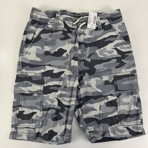 The Childrens Place‎ Drawstring Camo Cargo Shorts Boys Size 10 Husky Fin Gray